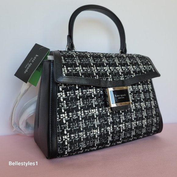 KATE SPADE Katy Tweed Medium Top Handle Bag-Black Multi - Picture 2 of 16